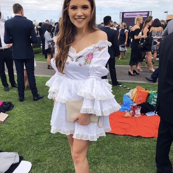 Alice McCall White Dress with Pink Floral Embroidery - Picture 3 of 8